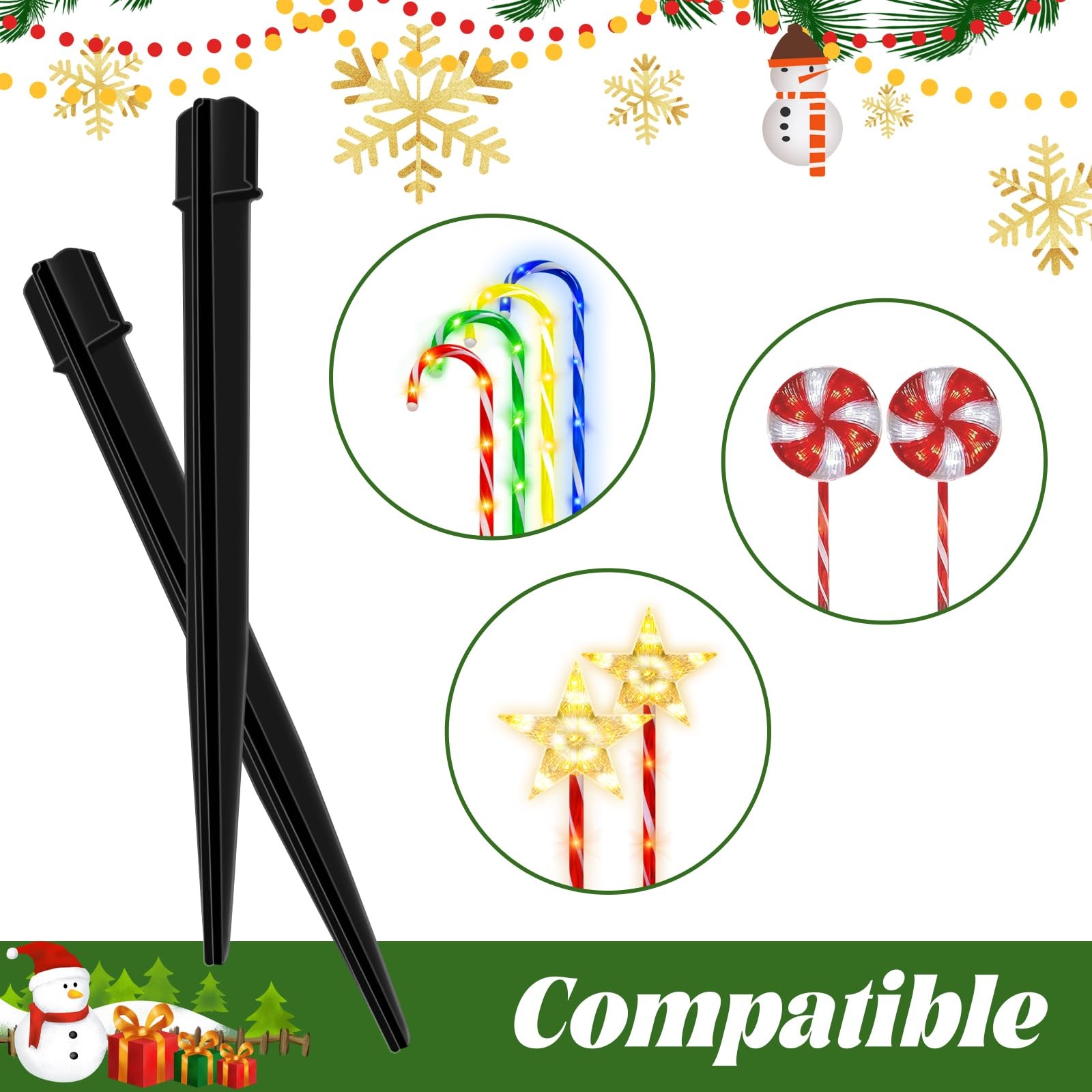 20PCS Stakes for Christmas Candy Cane Lights Outdoor,Plastic Light Stakes,Use…