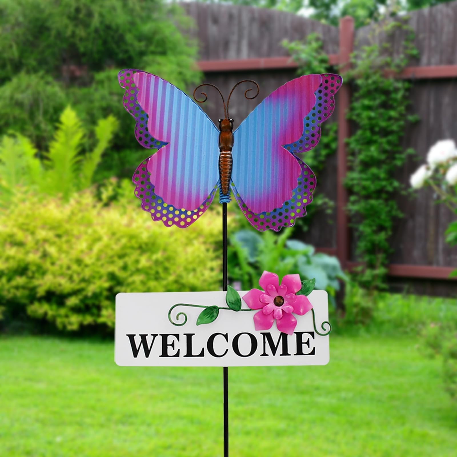 Metal Garden Stakes Welcome Sign Decorative Plant Stake Spring Decor Lawn Art…