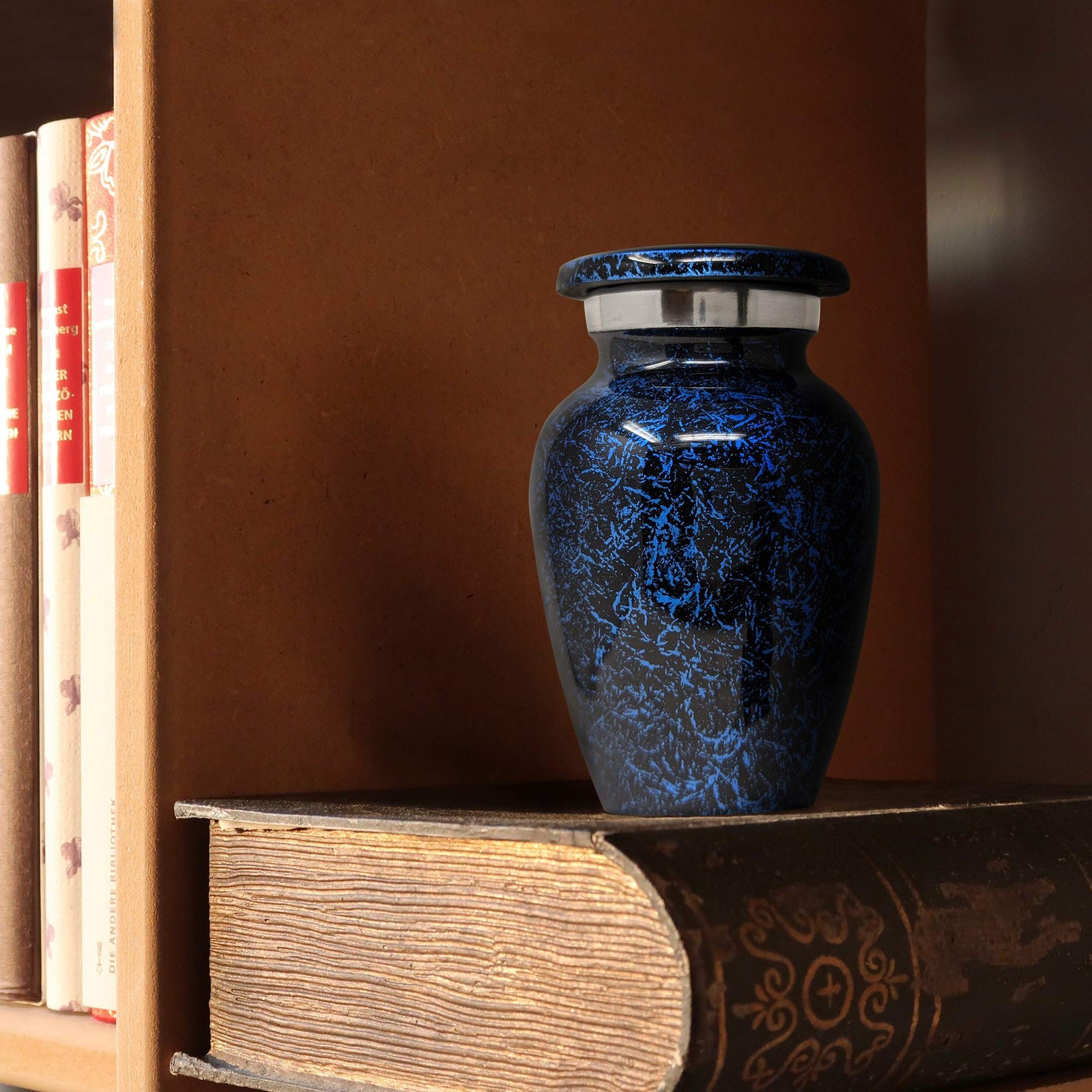 Small Blue Keepsake Cremation Urn for Human 1 Count (Pack of 1), 1 Dark