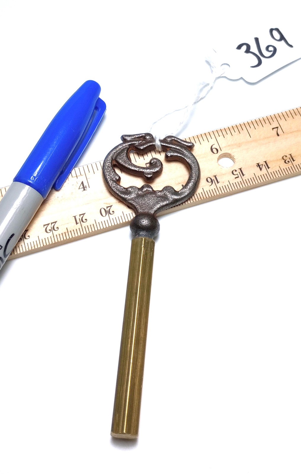 Cast Iron and Brass Skeleton Coffin Key / Casket Key