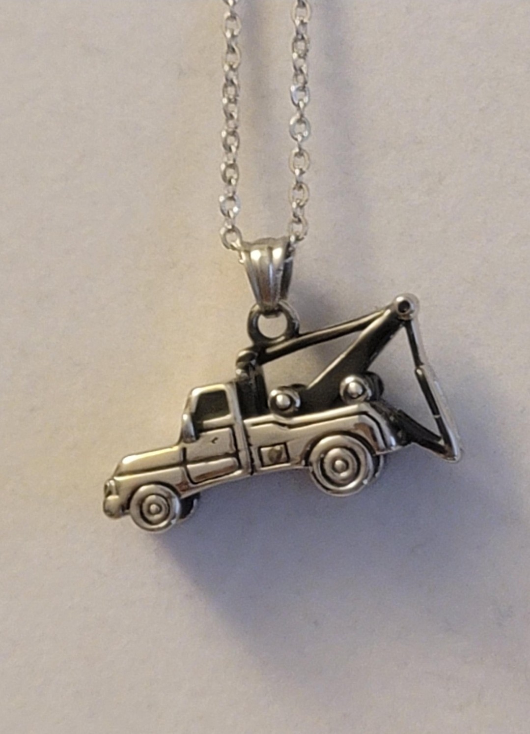 Silver Tow Truck Cremation Urn Necklace, Tow Truck Urn, Urn Necklace