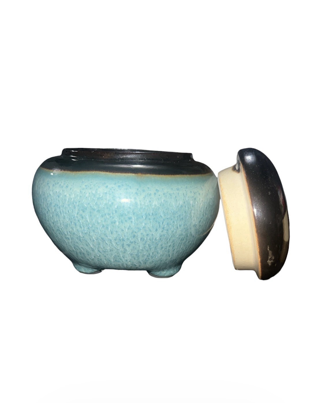 Artisan Ceramic Turquoise Crackle Glazed Keepsake Urn / Decorative Jar
