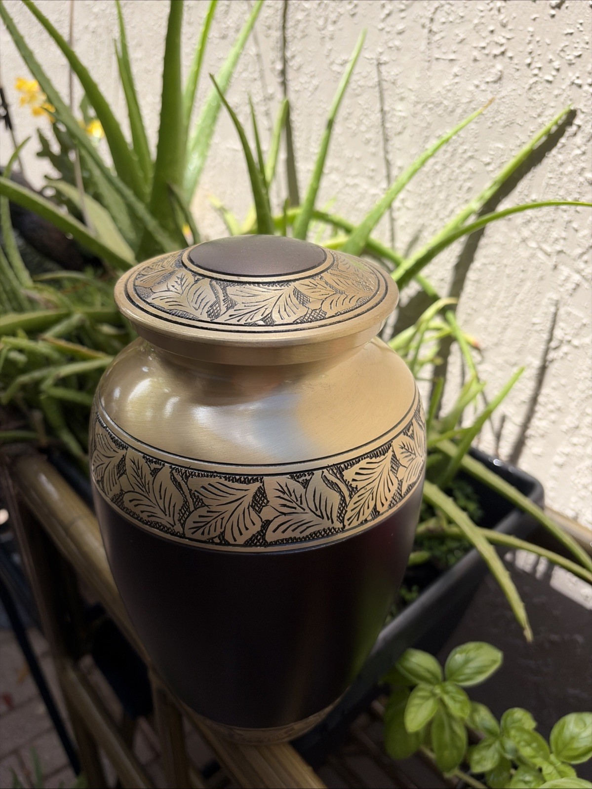 New Cremation Urns Funeral Adult Urn for Human Ashes Brown And Gold