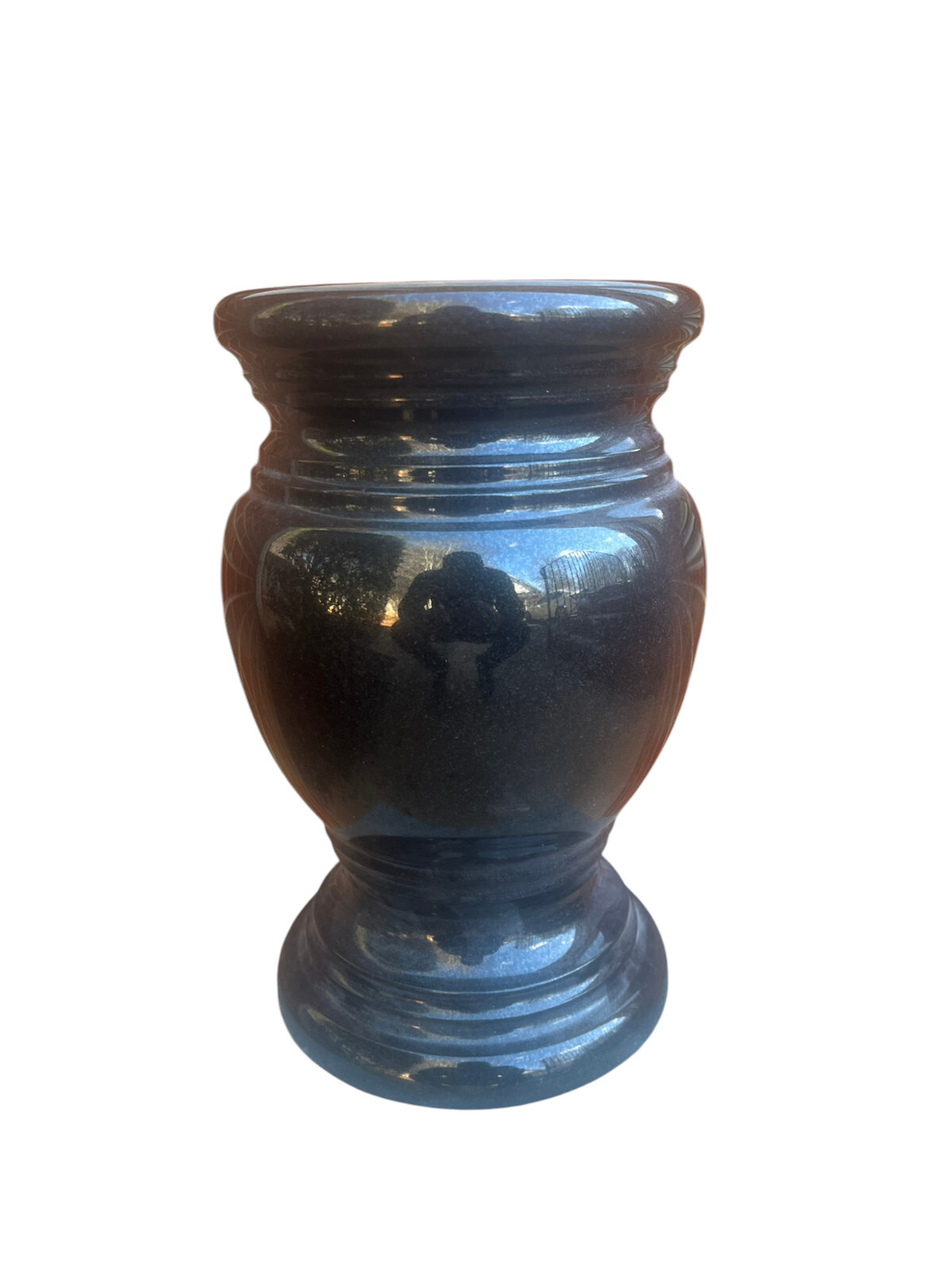 Cemetery Memorial Granite Round Vase Black 6.5″ x 10″ polished