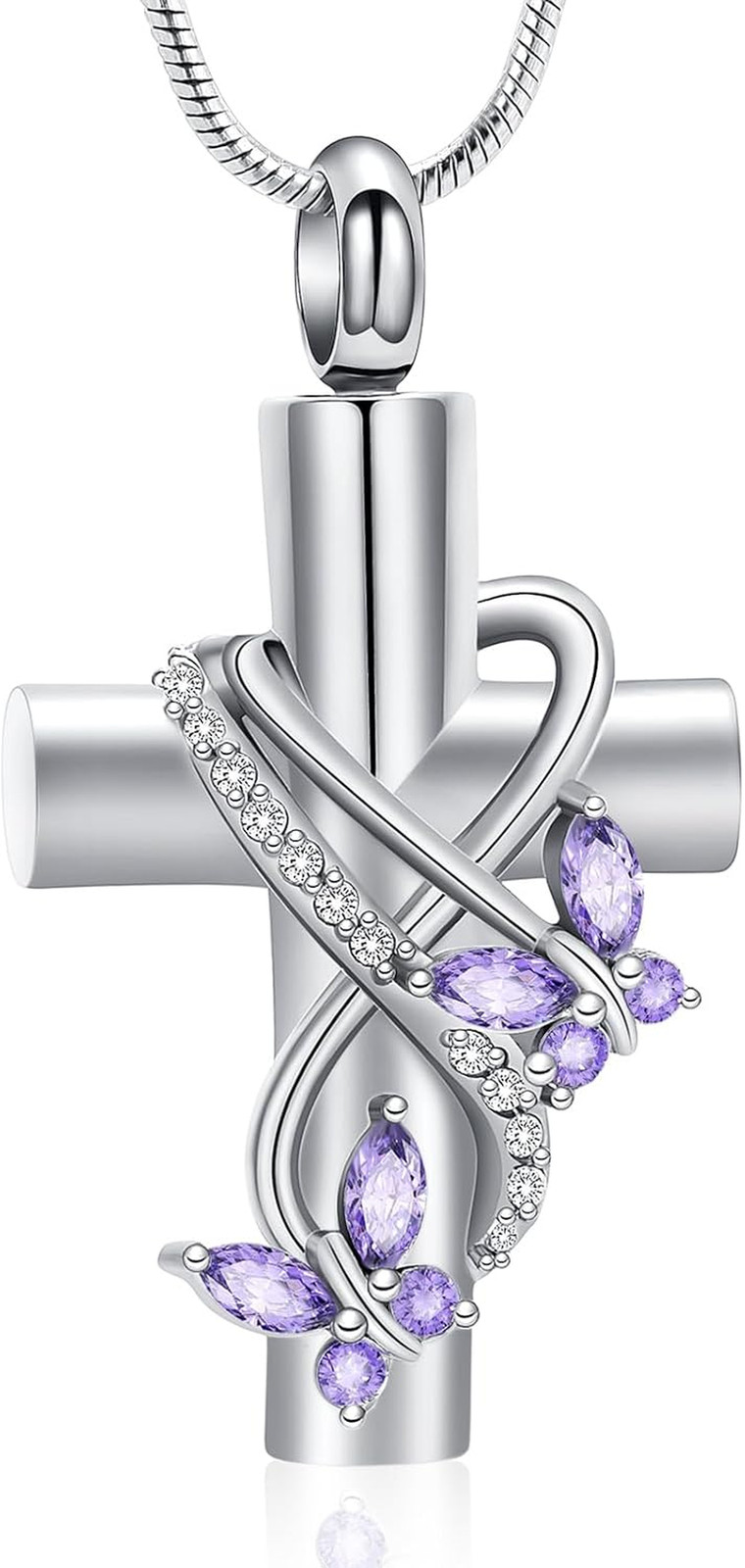Butterfly Cross Urn Necklace for Ashes Men Women Cremation Pendant Jewelry Gifts