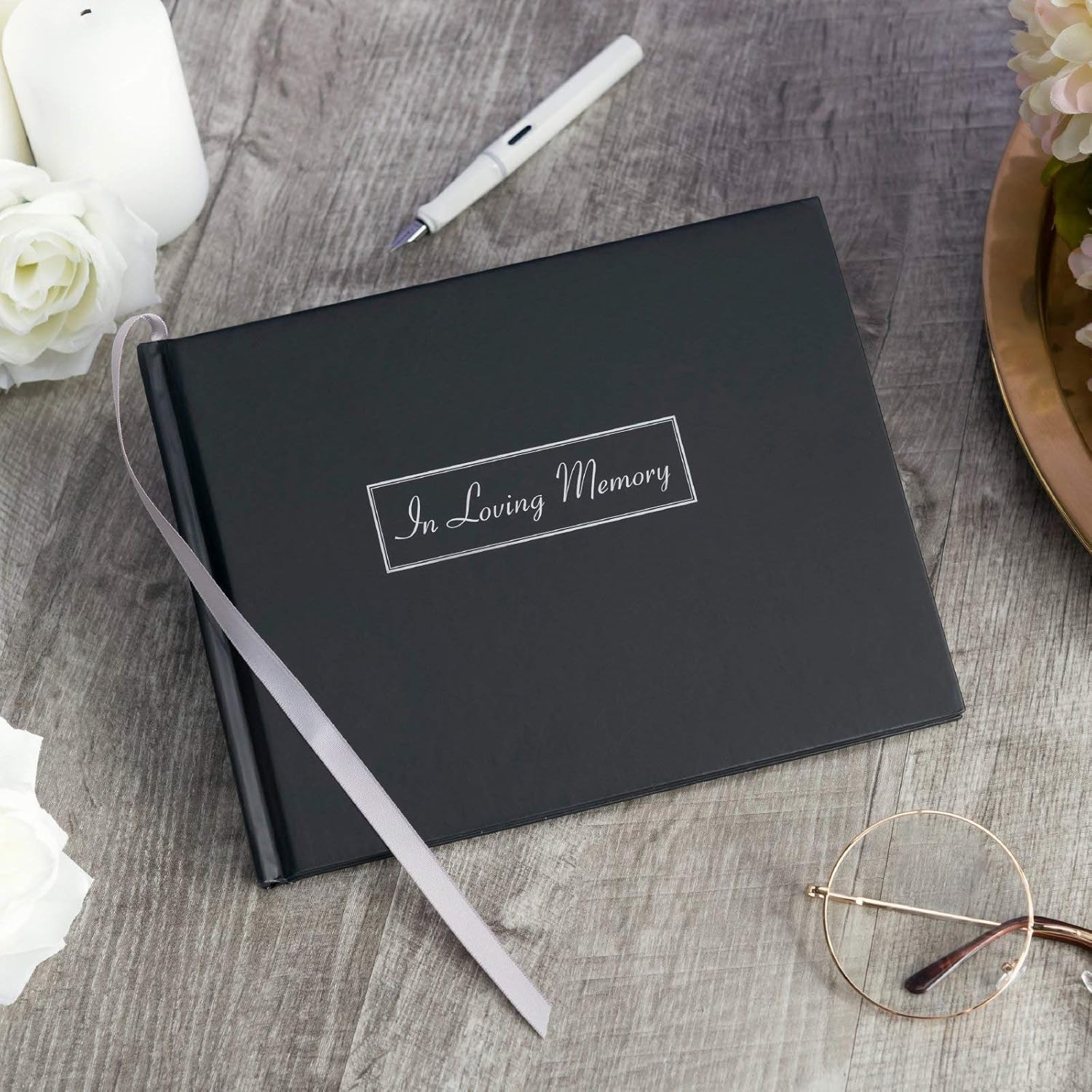 In Loving Memory 9″ x 7″ Guest Book – Beautiful Memorial Record for Loved Ones