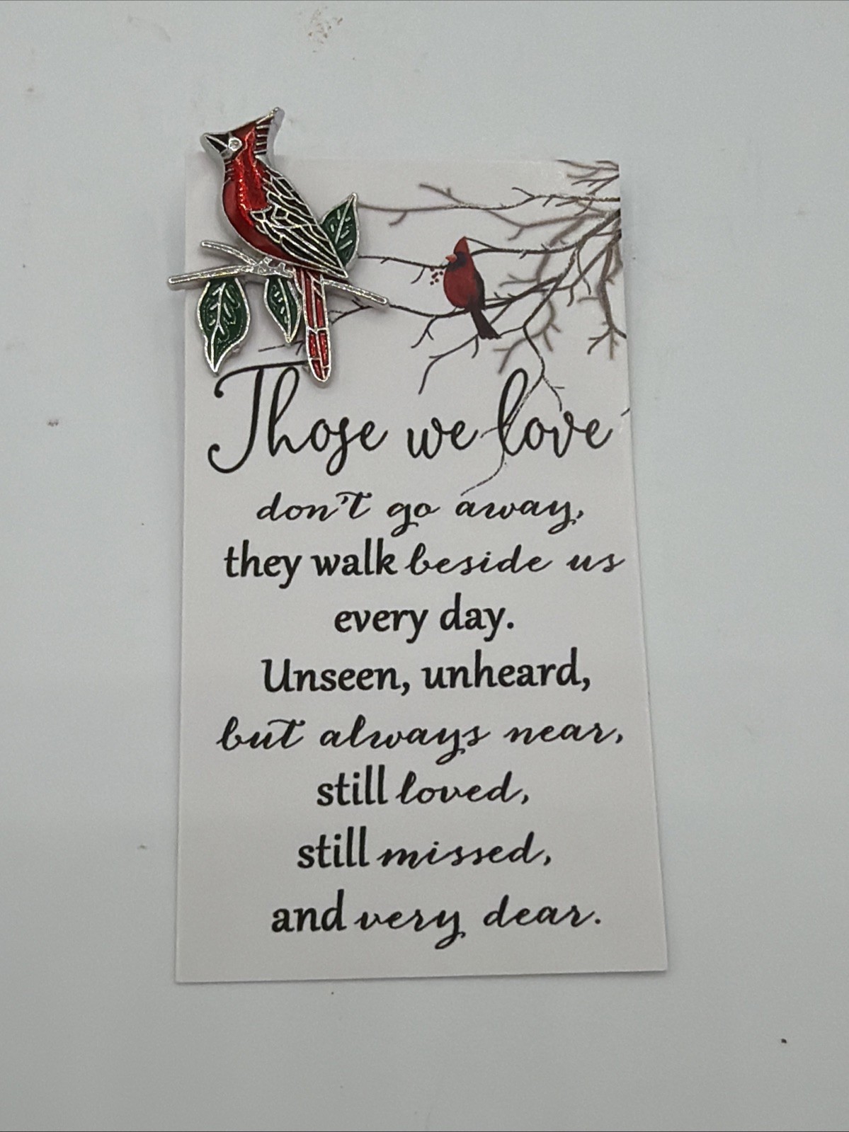 Cardinal-Branch Memorial Bereavement Keepsake Pins CardSet Of 35 Memory Seeds-10