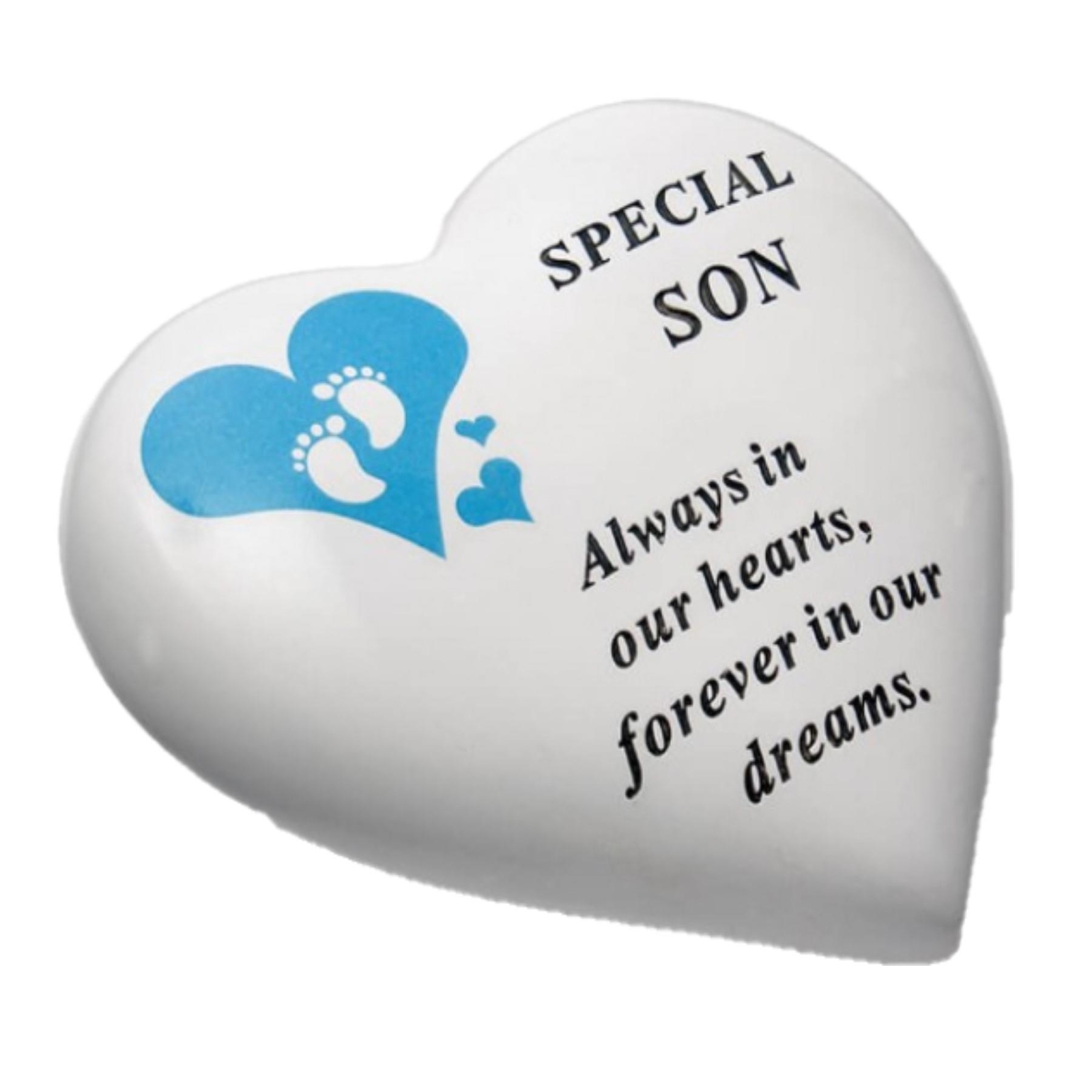 Baby Graveside Memorial Heart Ornament Footprints – Special Son