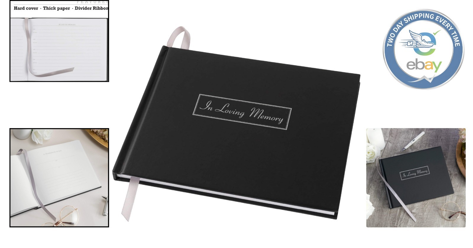 In Loving Memory 9″ x 7″ Guest Book – Beautiful Memorial Record for Loved Ones