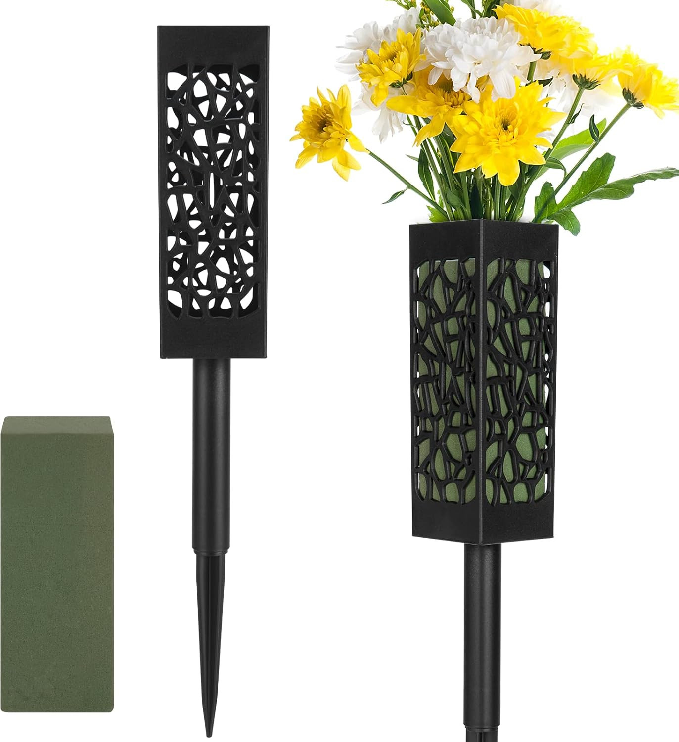 Grave Cemetery Vases 2Pk 15.3″ Memorial Flower Holder for Outdoor Decoration