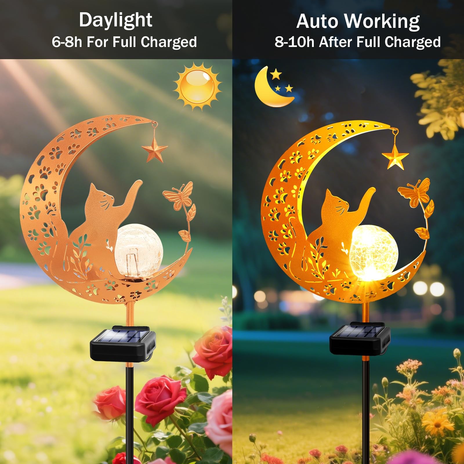 Waterproof Solar Garden Lights – Cat Pathway Stake Decor for Outdoor Spaces