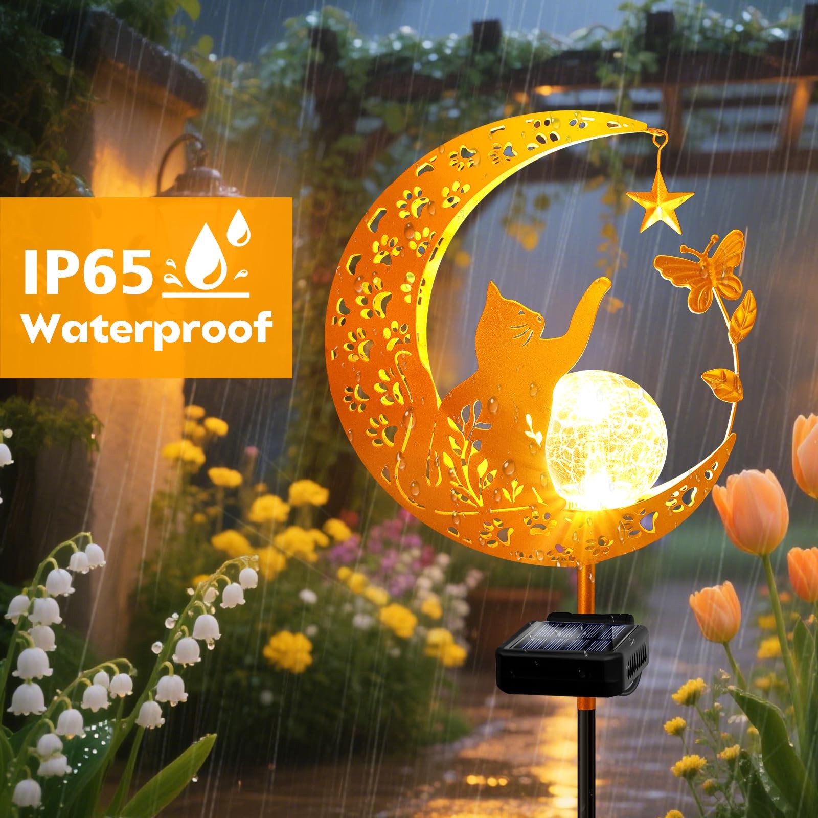 Waterproof Solar Garden Lights – Cat Pathway Stake Decor for Outdoor Spaces