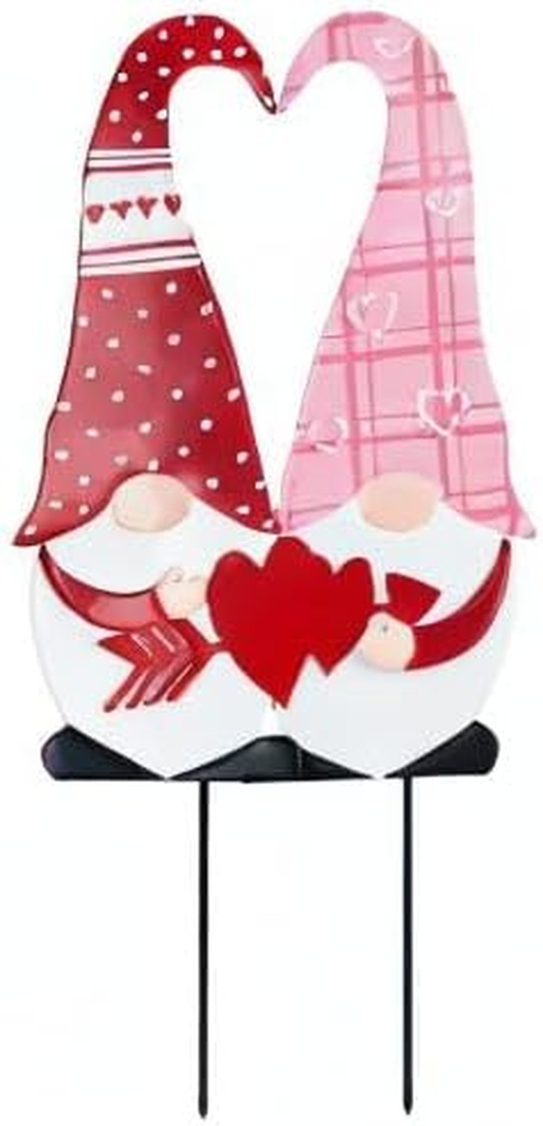 Valentines Day Decorations Outdoor, Red Pink Gnomes Decorative Garden Stakes wit