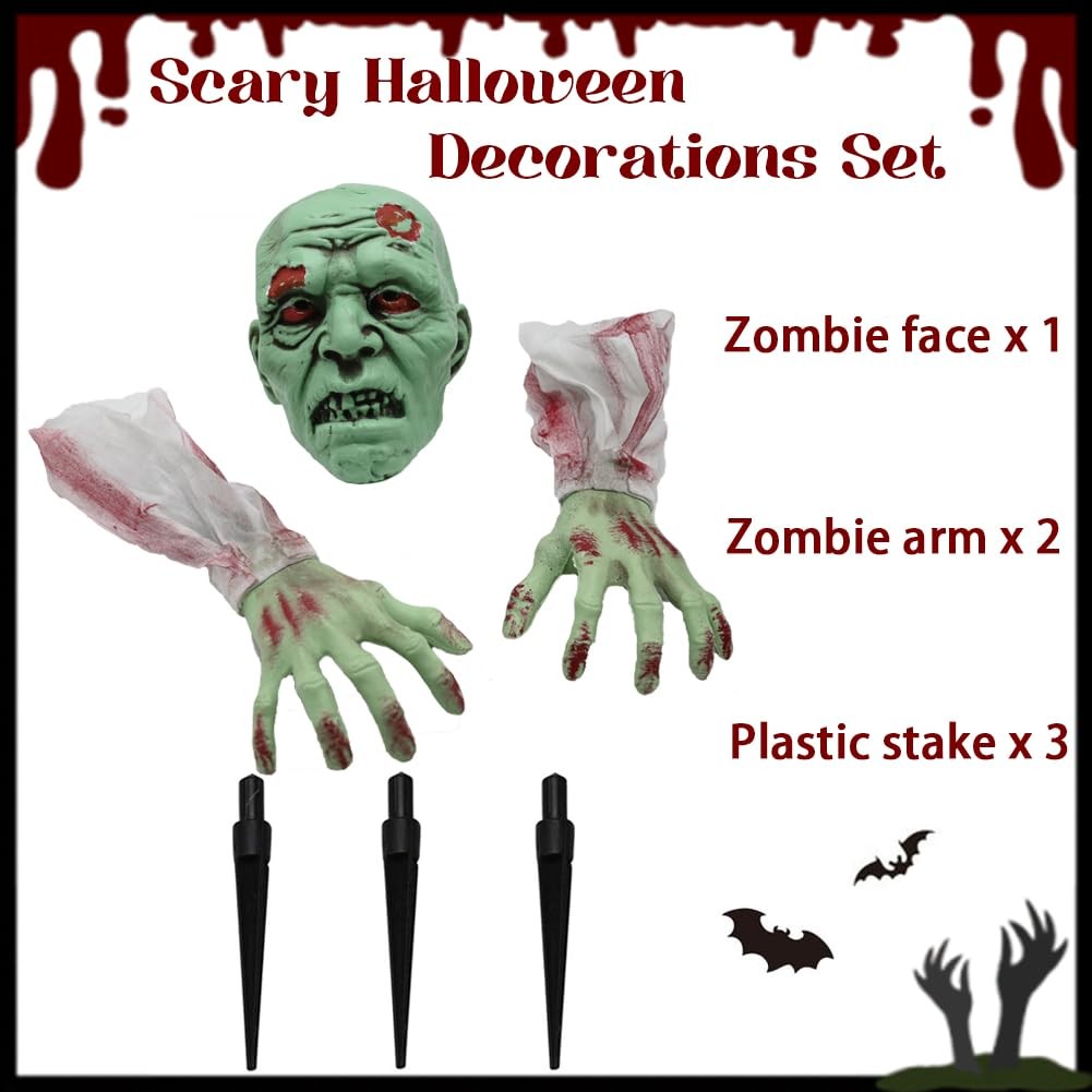 Halloween Zombie Stakes Decorations, Scary Zombie with and Arms Lawn Stakes, …
