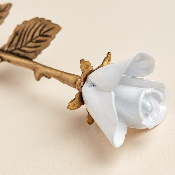 New, Solid Brass White Threaded Rose Keepsake Funeral Cremation Urn For Ashes