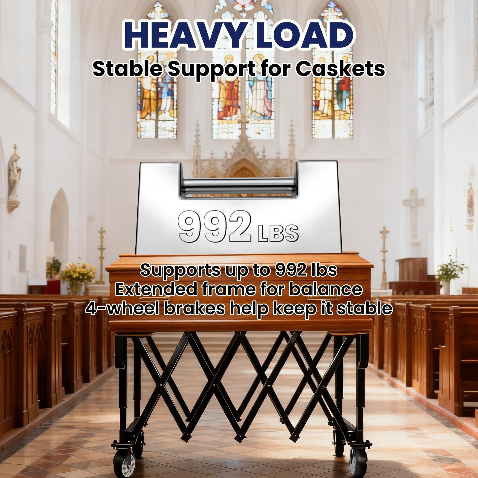 Church Truck Mortuary Casket Stand Casket Cart Coffin Cart Casket Truck 992Lbs