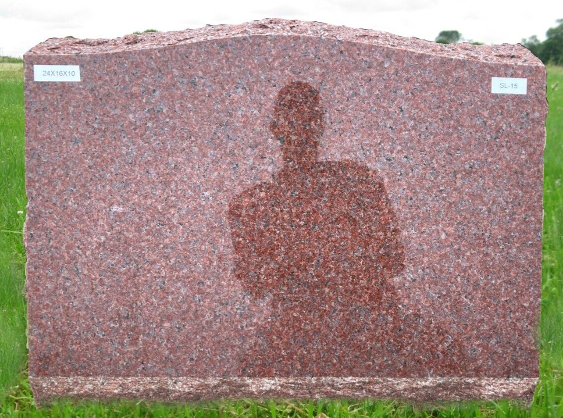 Red Granite Slant Monument Cemetery Headstone (24x16x10) SL-15