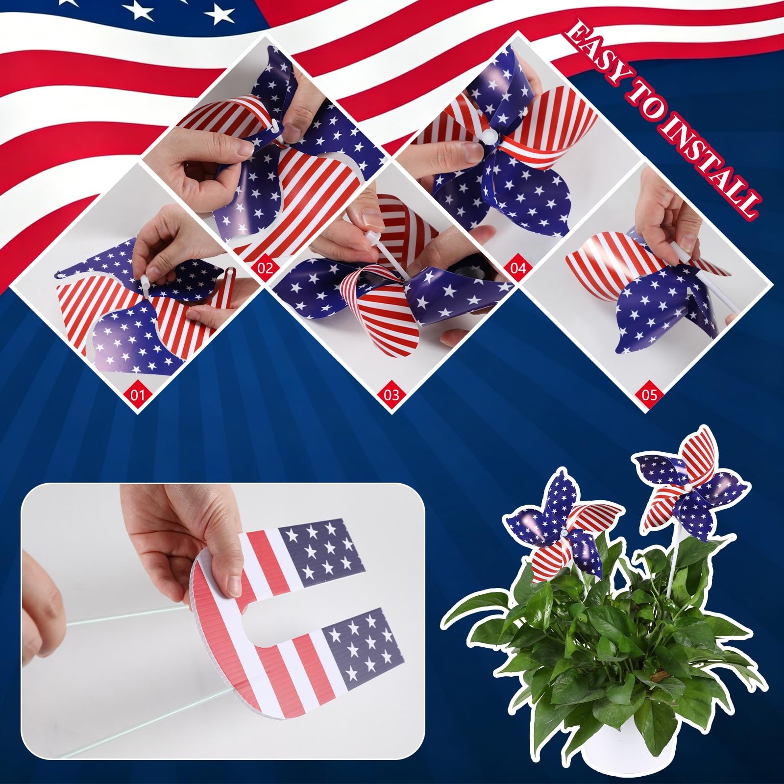 13 Pcs 4th of July Garden Stakes, Patriotic USA Yard Signs for Independence Day