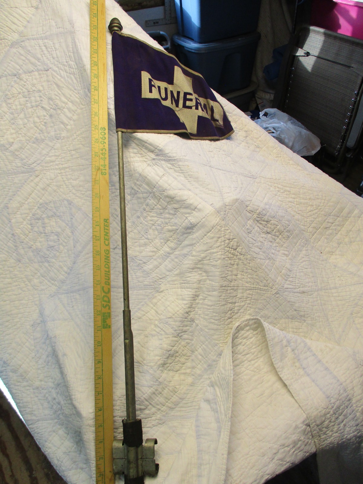 Vintage Funeral Procession Car Flag Funeral Home