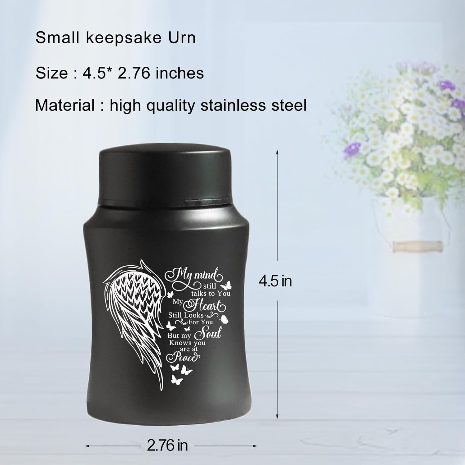 Stainless Steel Mini Cremation Urn – 4.5 Inches Small Keepsake Urn for Human Ash