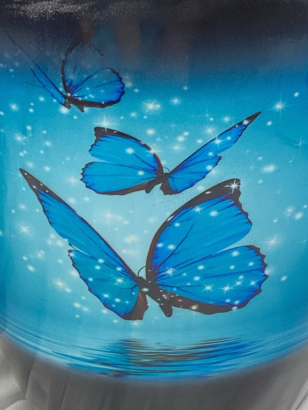 Blue Butterfly Urn, capacity for 200 lbs adult. Roller marks on glaze, see Pics
