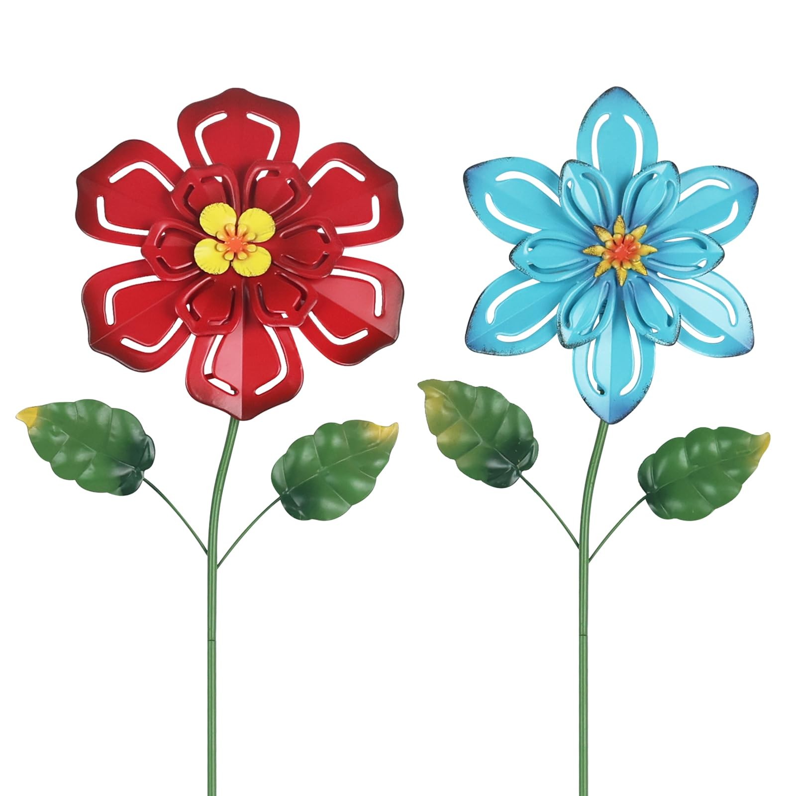 Metal Flower Decorative Garden Stakes, 2 Pack 22″ Outdoor Garden Decor with S…