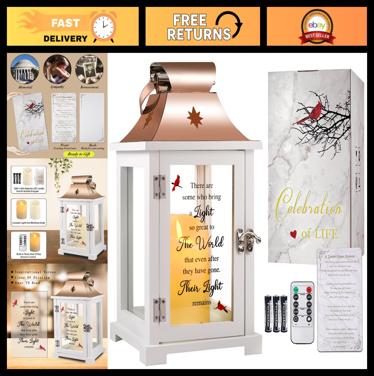 Sympathy Memorial Lantern for Loss of Loved One, Bereavement Gifts, Celebration