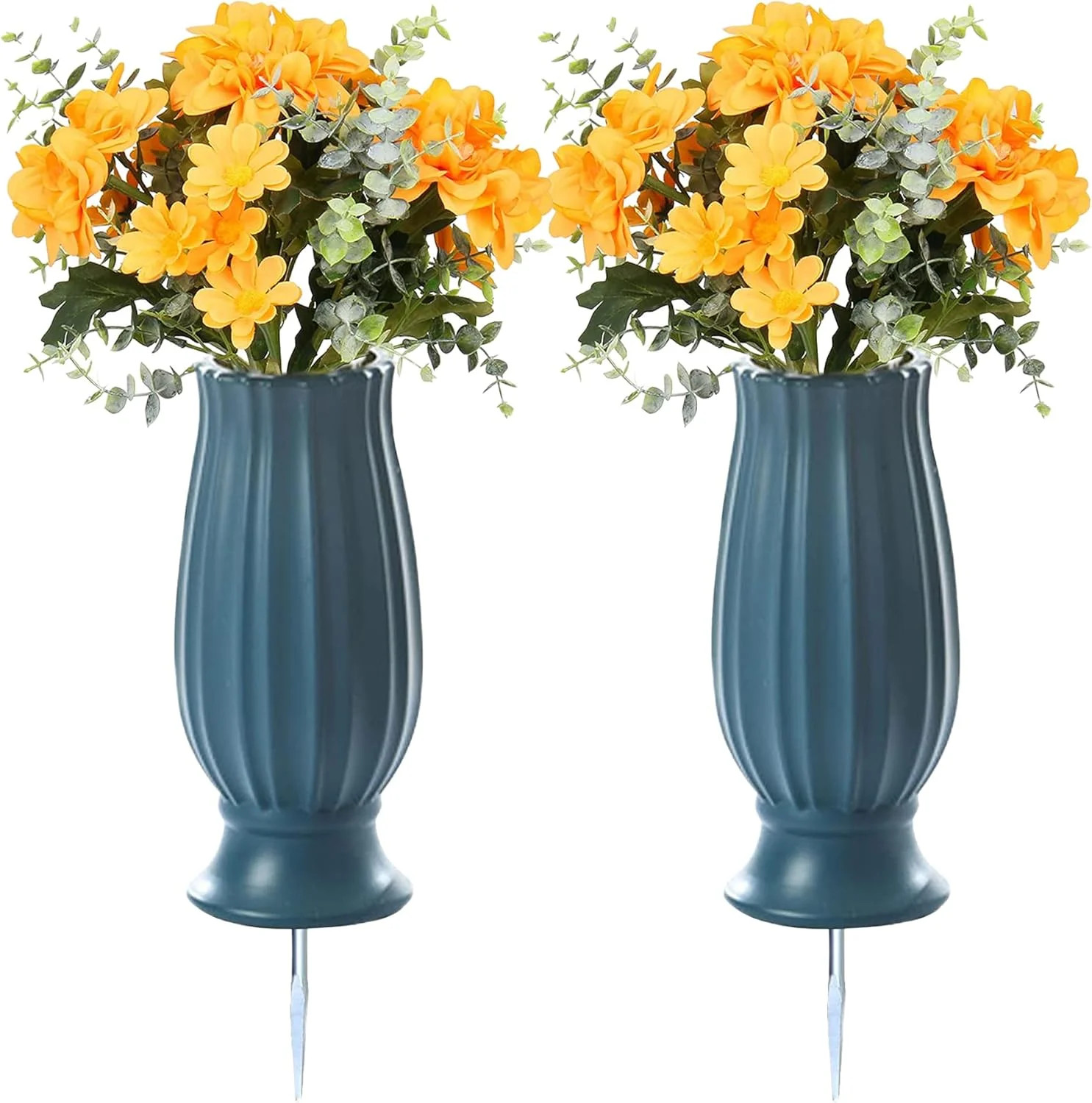 2 Pcs Cemetery Vases with Spikes,Grave Vases for Cemetery with Metal Spikes and