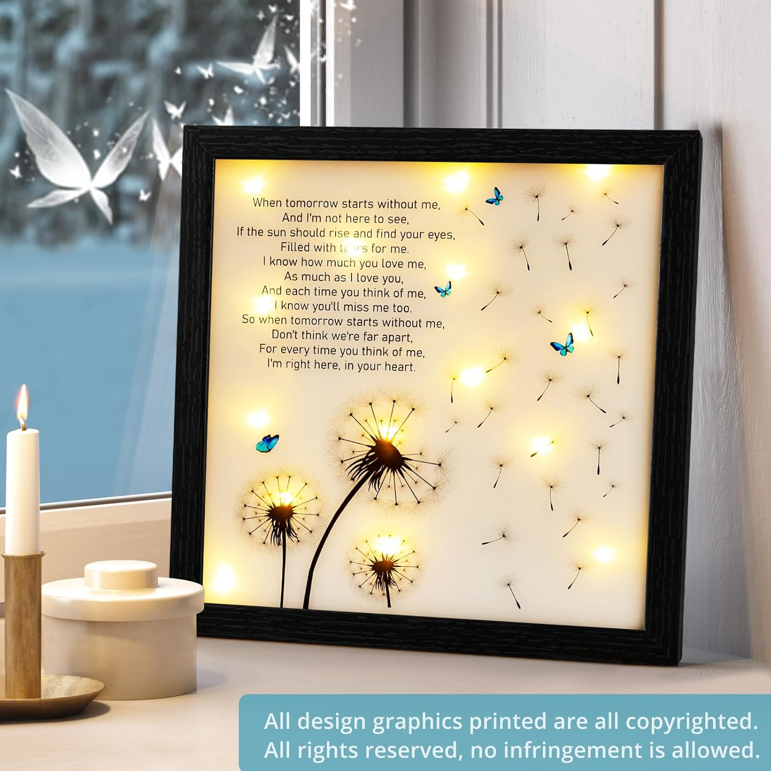 Memorial Gifts LED Shadow Box – Sympathy Gifts for Loss of Mother, Father & Love