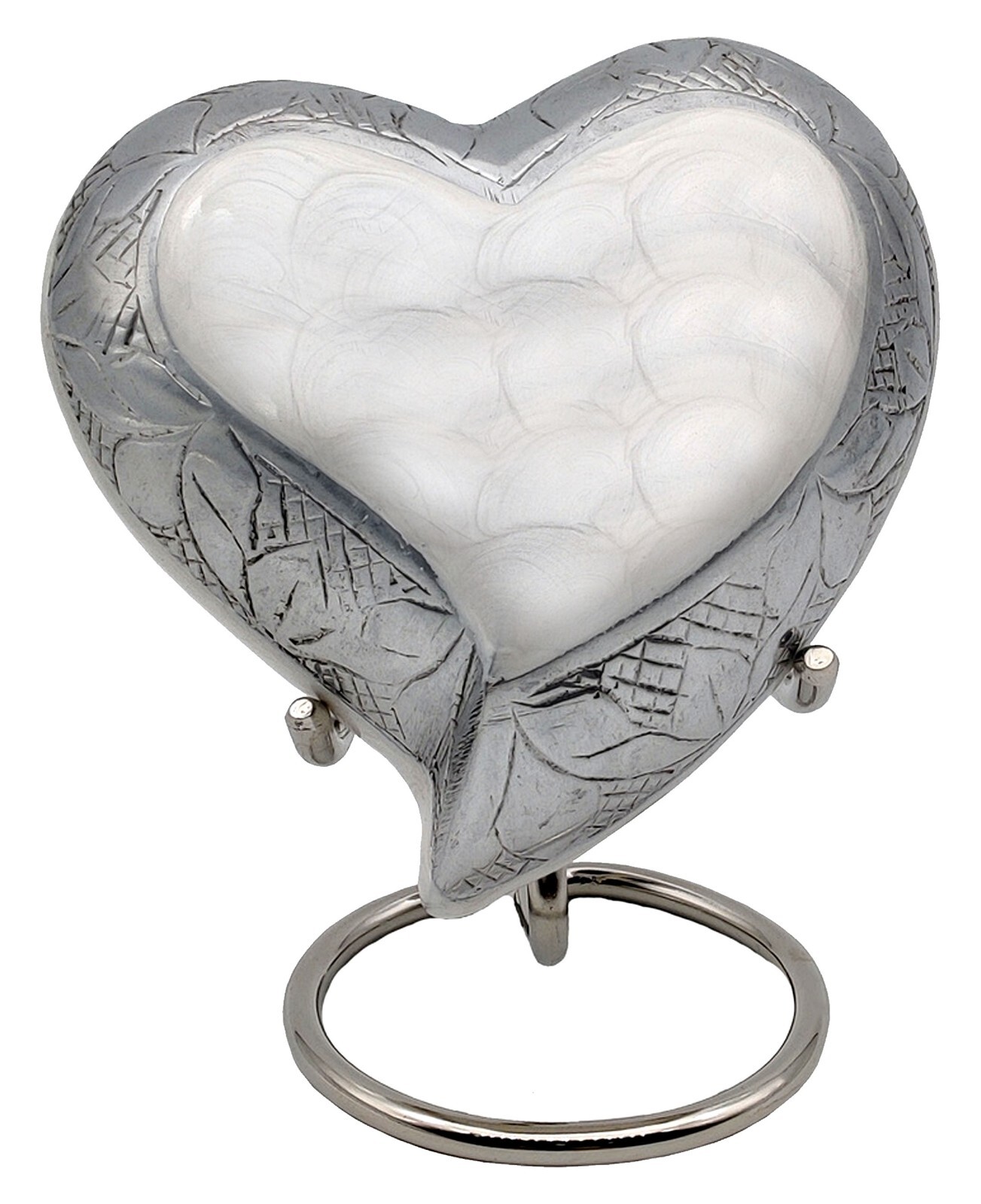 White Heart Keepsake Urn – Mini Ash Urn Small Handcrafted Cremation Urn for Ashe
