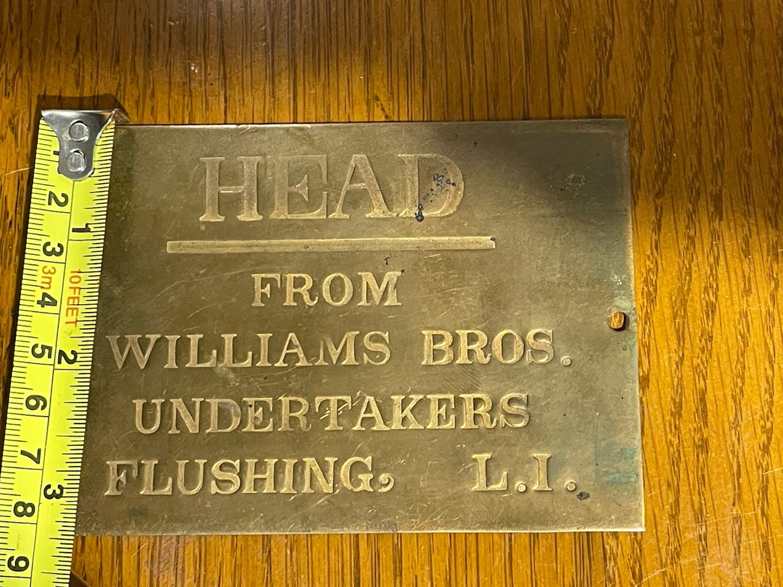 Antique Copper Undertakers Head Burial Funeral Plaque