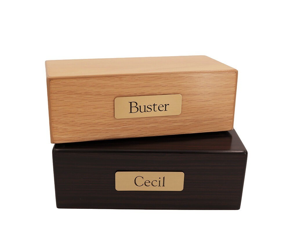 Jumbo 145 Cubic Inches Walnut Pet Cremation Urn w/ Plate