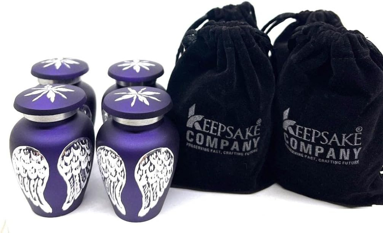 Purple Small Urns for Human Ashes – Angel Wings Mini Urns for Human Ashes – Crem