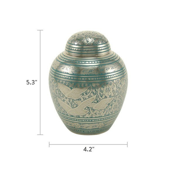 New, Solid Brass Going Home Infant/Child/Pet Cremation Urn, 45 Cubic Inches