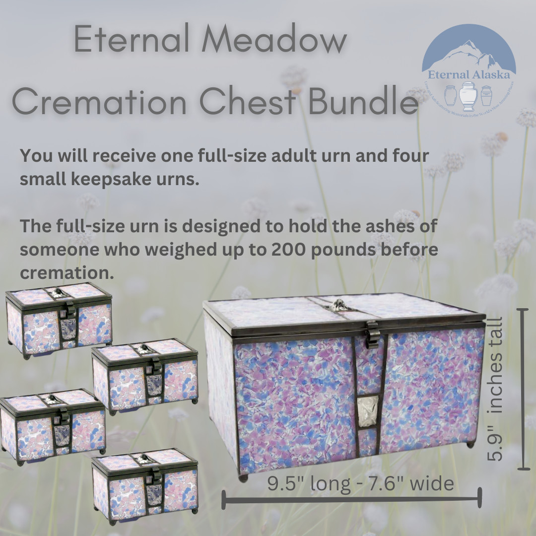 Bundle – Kaleidoscope Stained Glass Chest Cremation Urn and Keepsake Urn Bundle