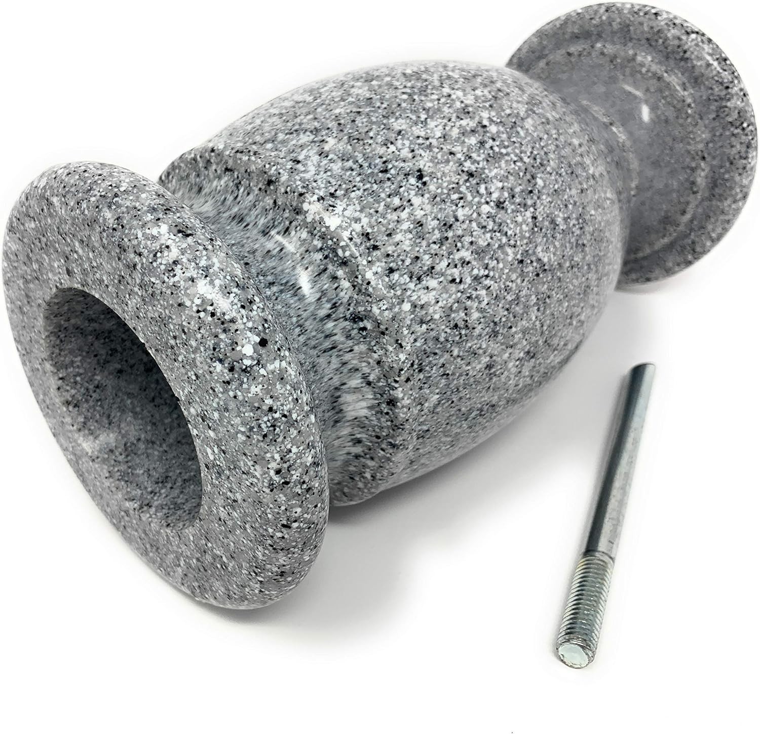 Elegant Light Grey Granite Grave Marker Vase with Theft Deterrent Design – 10″