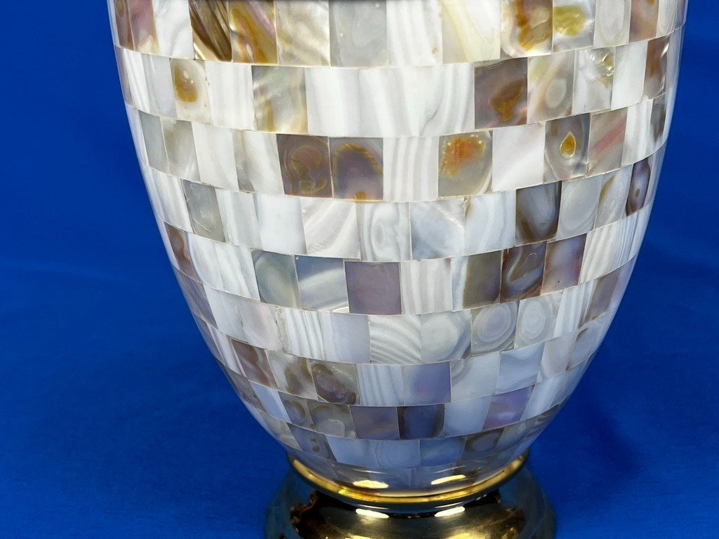 Large/Adult 220 Cubic Inch Regal Mother of Pearl Brass Funeral Cremation Urn NEW