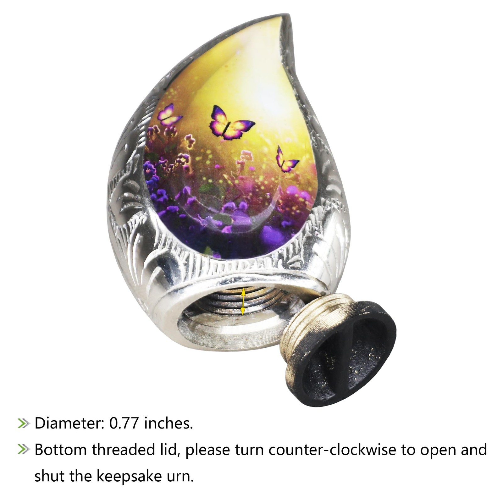 Small Urns for Human Ashes 2.8″ H Yellow Butterflies Teardrop – Keepsake Gift