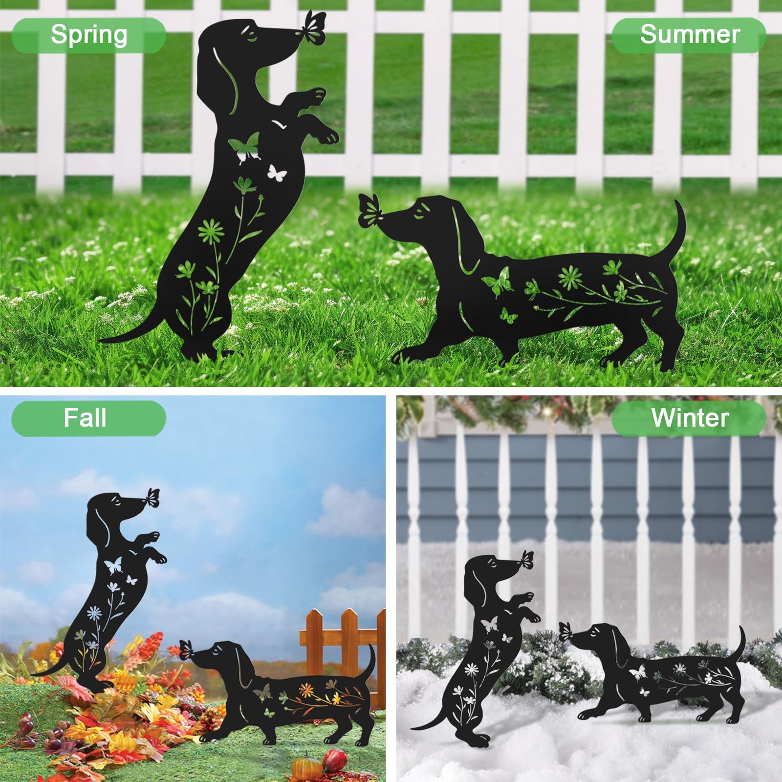 Dachshund Metal Dog Statues Set of 2 Garden Decor for Outdoors, Lawn, Yard