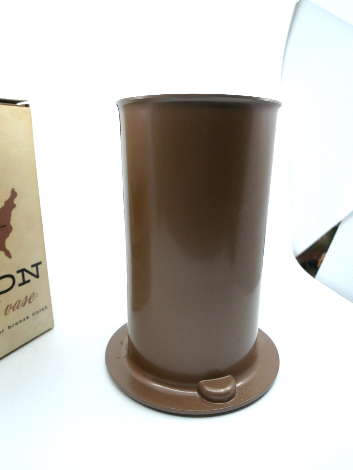 VTG Cemetery Cut Flower Vase Bronze Coated Finish Eaton Bros. Sits Flush NOS