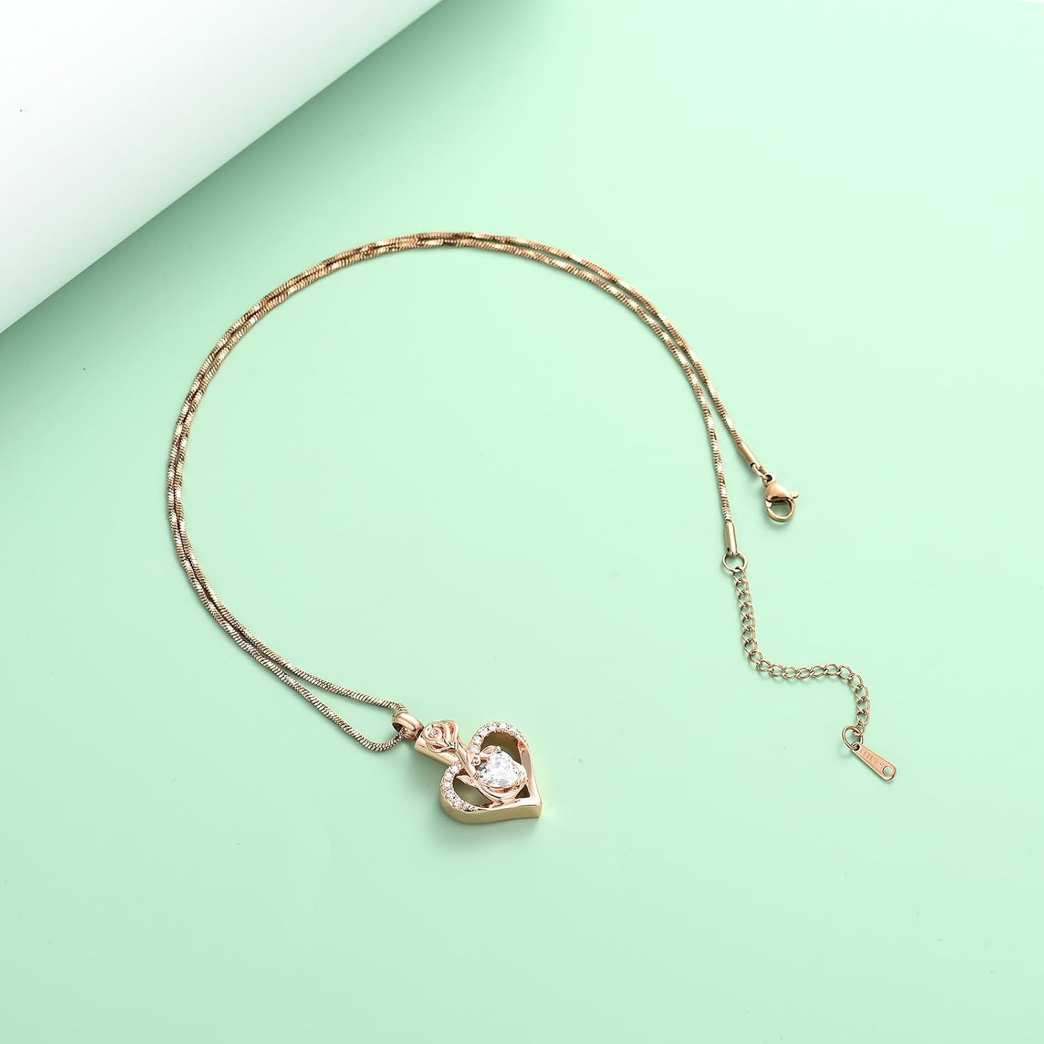 Infinity Heart Urn Ashes Necklace for Women Girl Cremation Jewelry Memorial Rose
