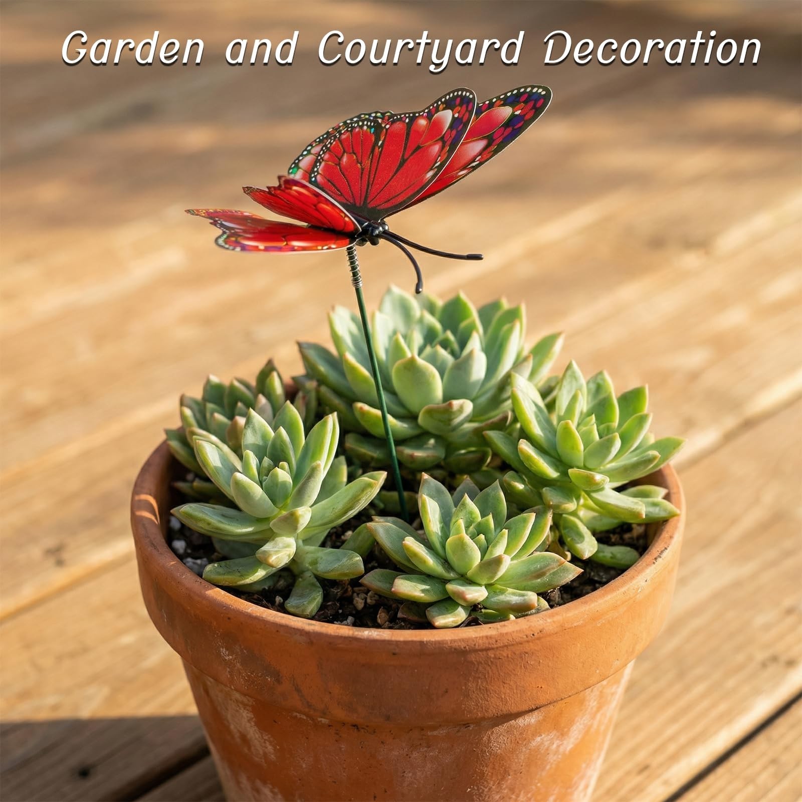 30PCS Waterproof Red Butterfly Garden Stakes for Outdoor Indoor Decor