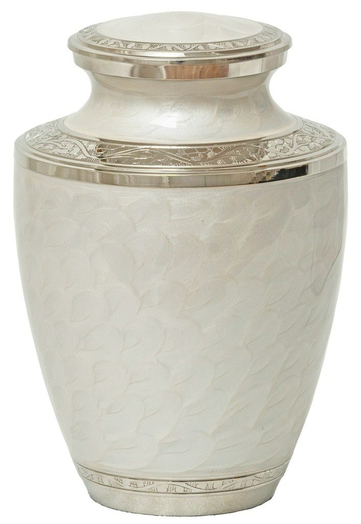 Large/Adult 200 Cubic Inches Mother of Pearl Silver Brass Funeral Cremation Urn