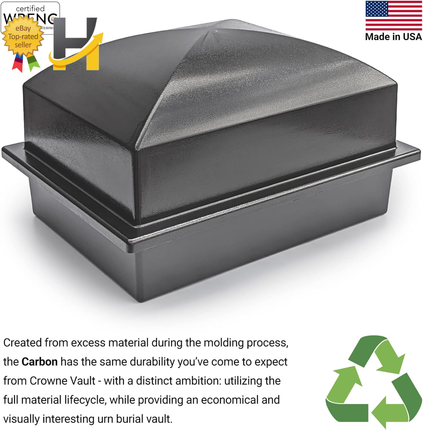 Recycled Urn Vault for Underground Burial Fortified Container to Cremation Urns