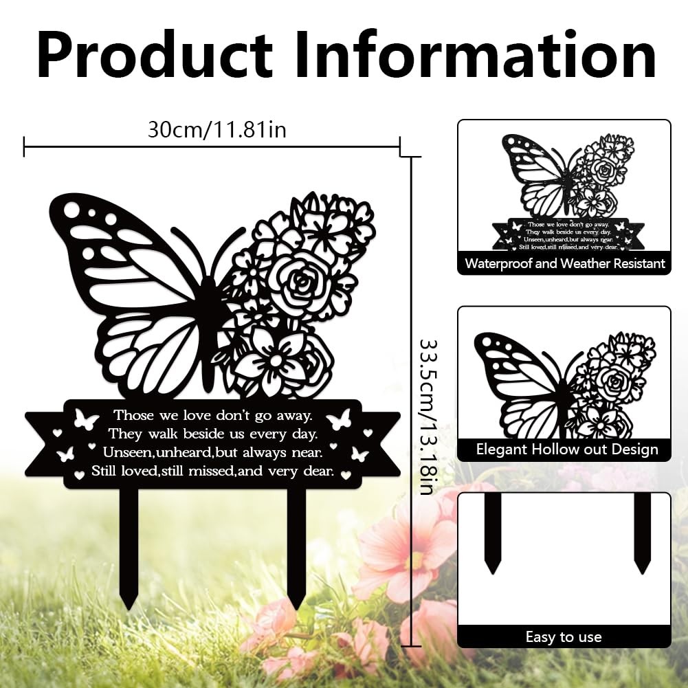Butterfly Grave Marker Cemetery Decorations for Grave Metal Memorial Graves Stak