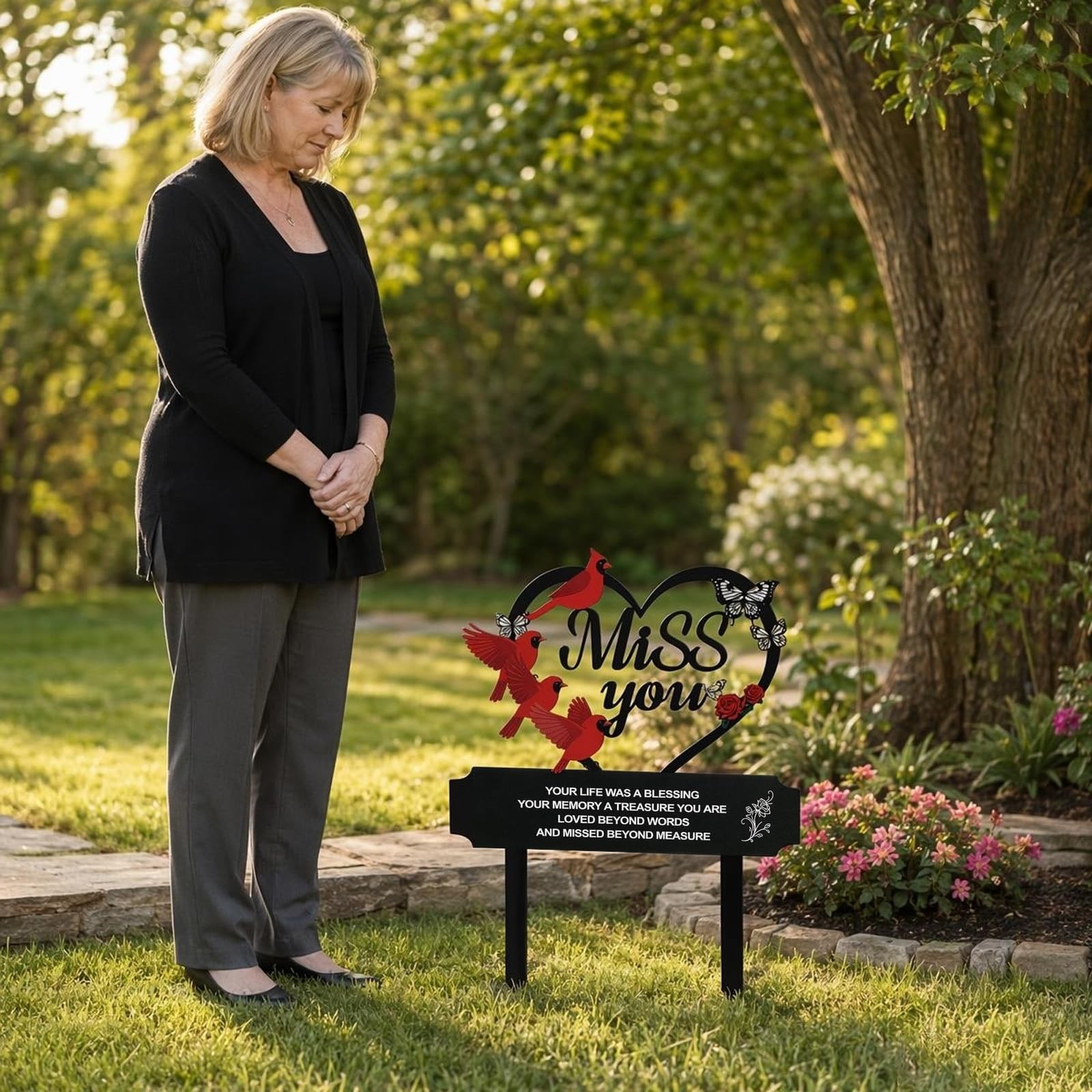 Cardinal Grave Decorations for Cemetery in Memory of Loved Ones Metal Memoria…