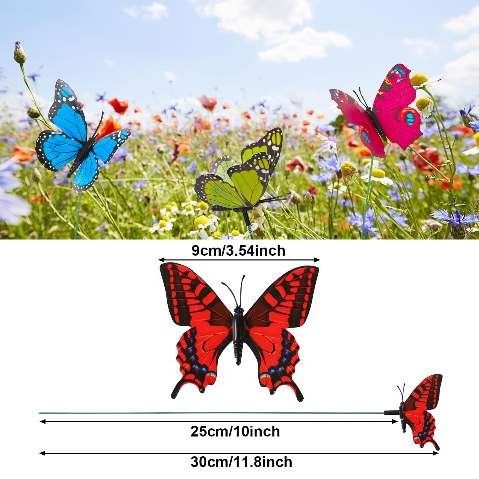 75 Pcs Butterfly Garden Stakes 3.5in Ornaments for Indoor/Outdoor Decor
