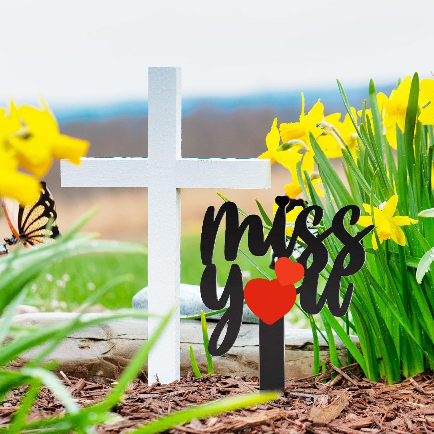 13.8 X 7.9 Inches Large Cemetery Decorations for Grave, Miss You Memorial Grave