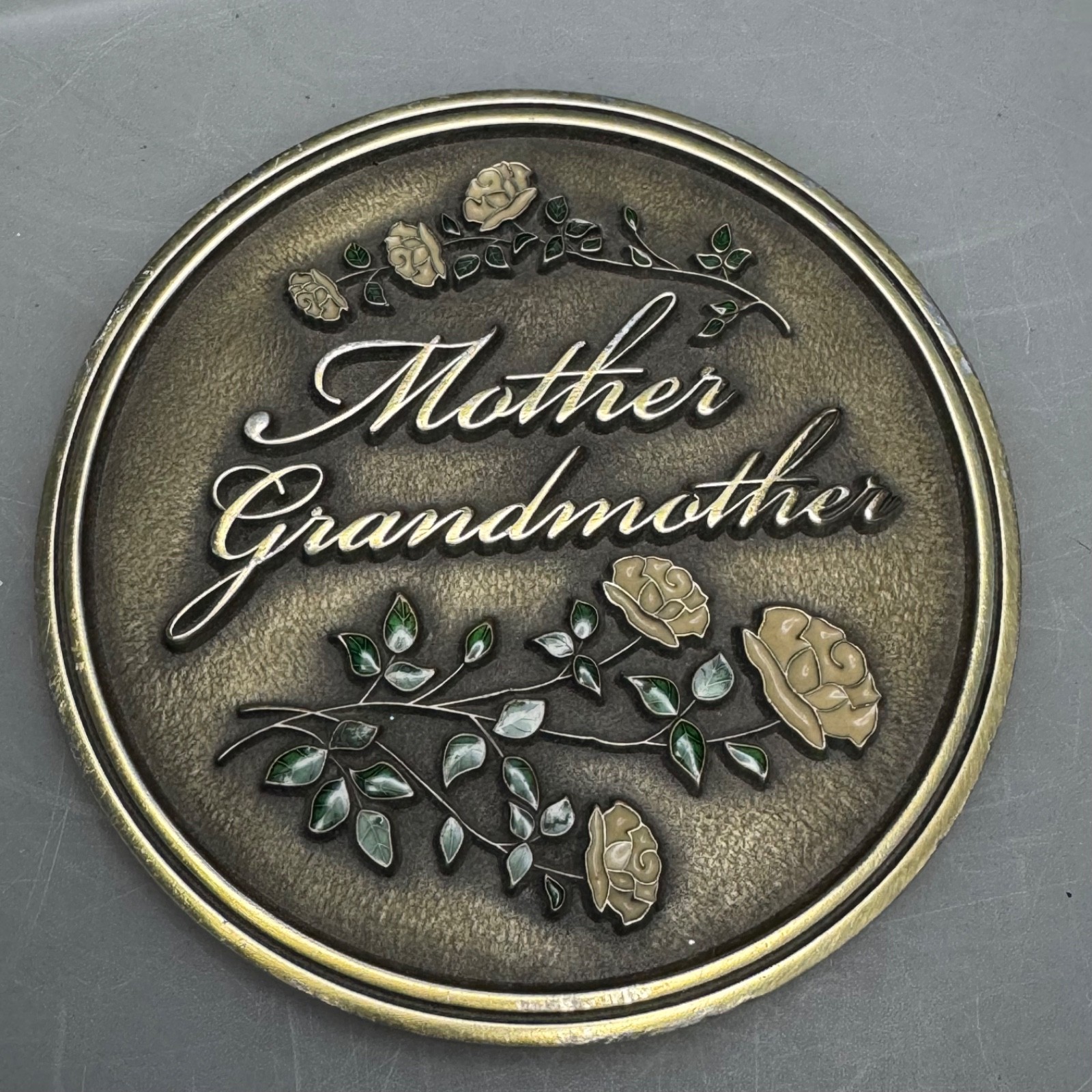 Batesville Mother Grandmother Cemetery Memorial Grave Marker Floral Plaque Vtg