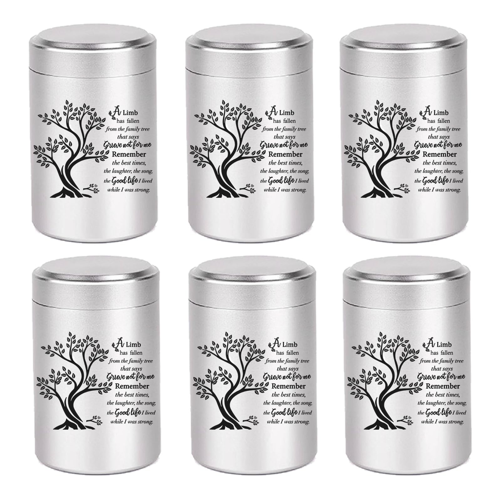Set of 6 Mini Keepsake Urns for Human Ashes 3 Inch Memorial Containers